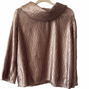 Chicos Travelers collection size 2L champagne,metallic textured blouse.